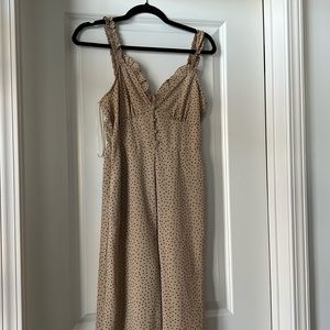 Tan and black polka dotted jumpsuit never worn